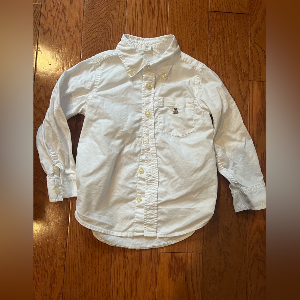 GAP Crisp heavy weight White dress button down Shirt with bear Logo like new